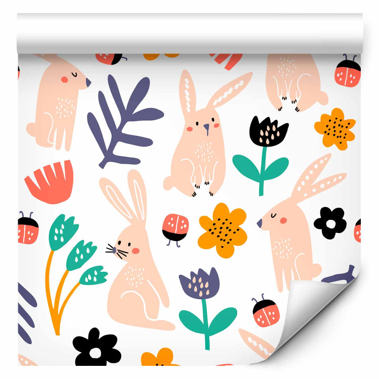 Modern Wallpaper Rabbit in Flowers 126975 additionalImage 1
