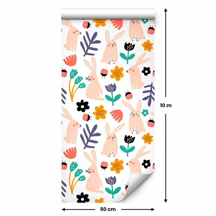 Modern Wallpaper Rabbit in Flowers 126975 additionalImage 7
