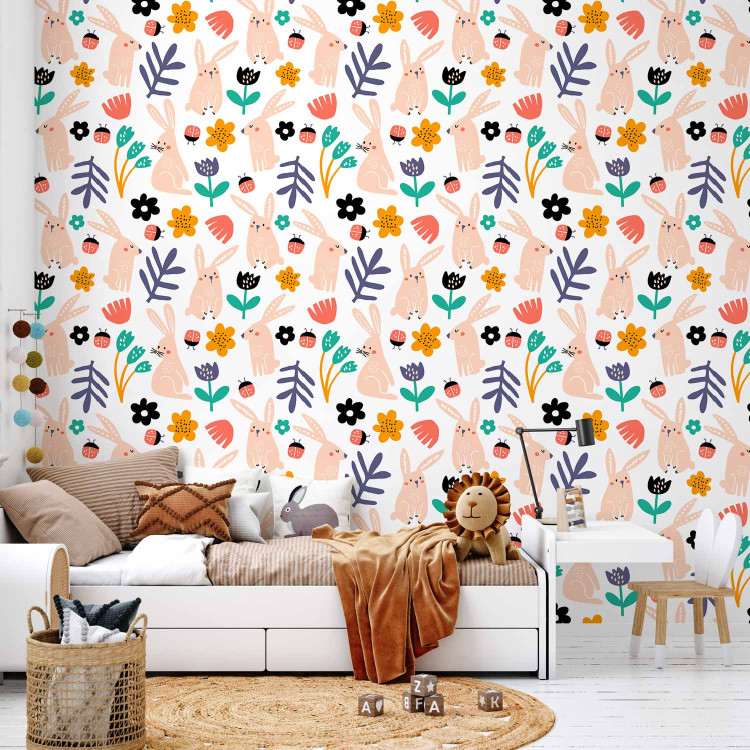 Modern Wallpaper Rabbit in Flowers 126975 additionalImage 8