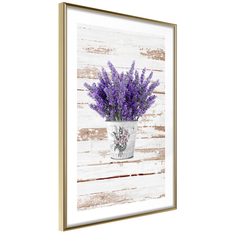 Wall Poster Lavender Bouquet - purple flowers in pot on background of wooden planks 128075 additionalImage 7