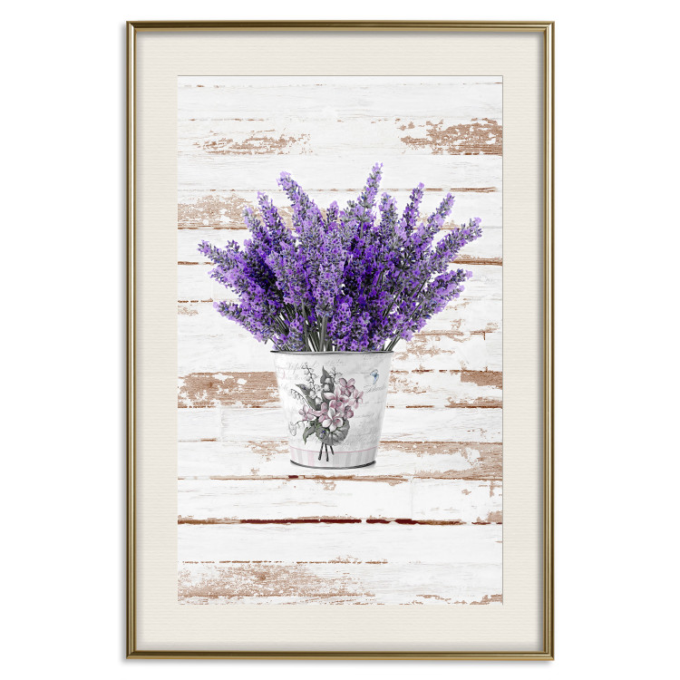Wall Poster Lavender Bouquet - purple flowers in pot on background of wooden planks 128075 additionalImage 20
