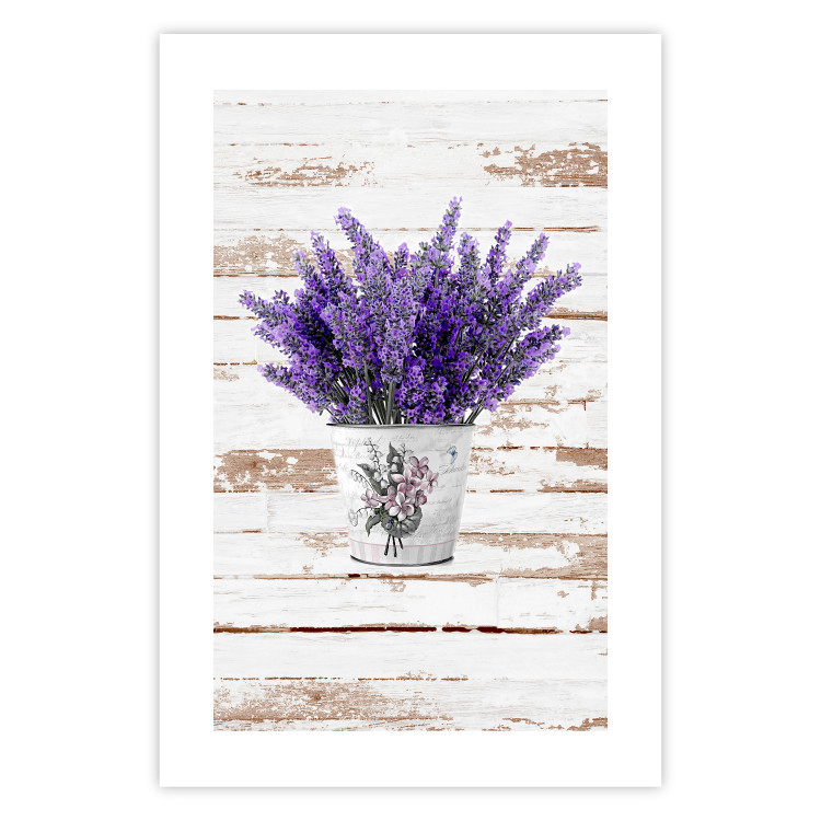 Wall Poster Lavender Bouquet - purple flowers in pot on background of wooden planks 128075 additionalImage 25