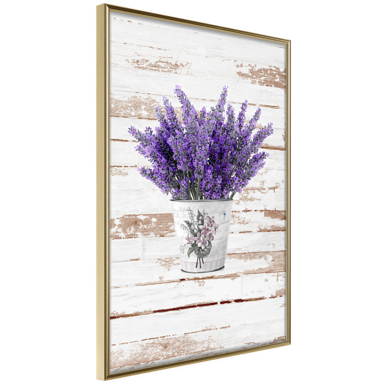 Wall Poster Lavender Bouquet - purple flowers in pot on background of wooden planks 128075 additionalImage 12
