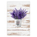 Wall Poster Lavender Bouquet - purple flowers in pot on background of wooden planks 128075