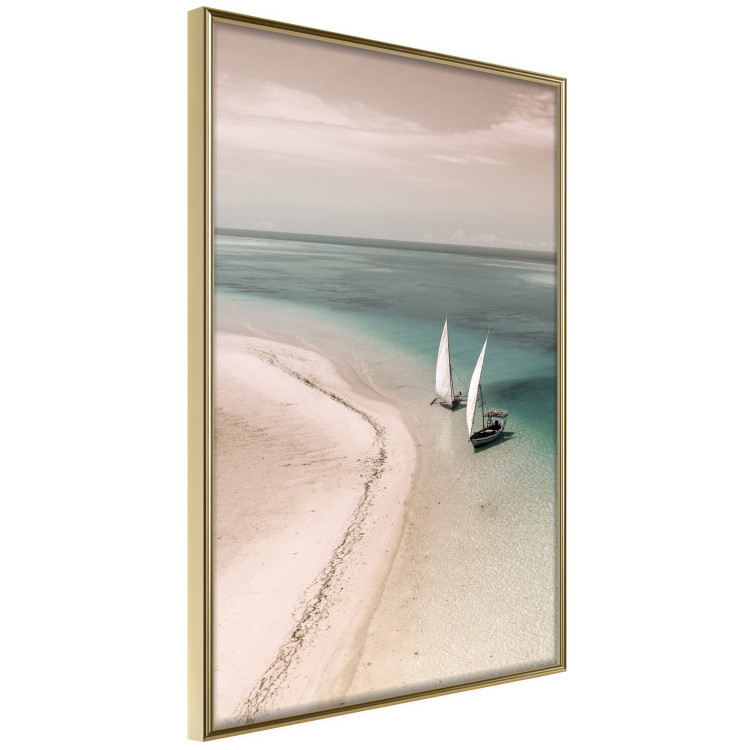 Wall Poster Romantic Coast - beach landscape and sailboats on the azure sea 129475 additionalImage 12