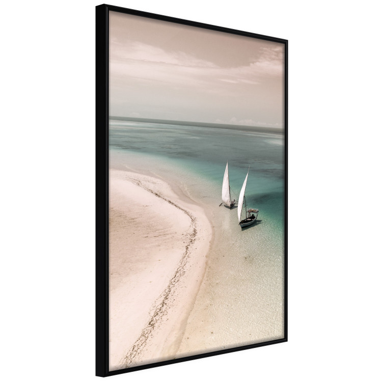Wall Poster Romantic Coast - beach landscape and sailboats on the azure sea 129475 additionalImage 13