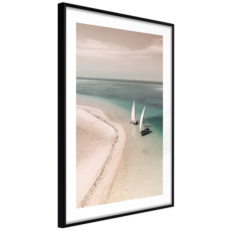 Wall Poster Romantic Coast - beach landscape and sailboats on the azure sea 129475 additionalImage 6