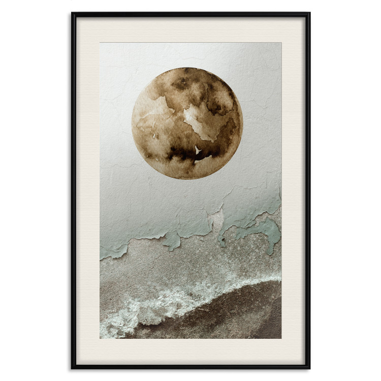 Poster Green Tide - moon and sea imitation in an abstract motif 131775 additionalImage 19