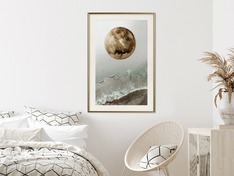 Poster Green Tide - moon and sea imitation in an abstract motif 131775 additionalImage 22