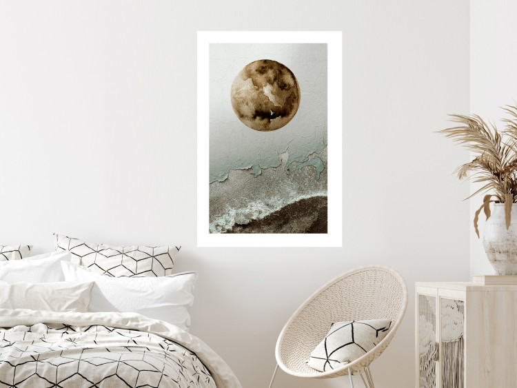 Poster Green Tide - moon and sea imitation in an abstract motif 131775 additionalImage 5