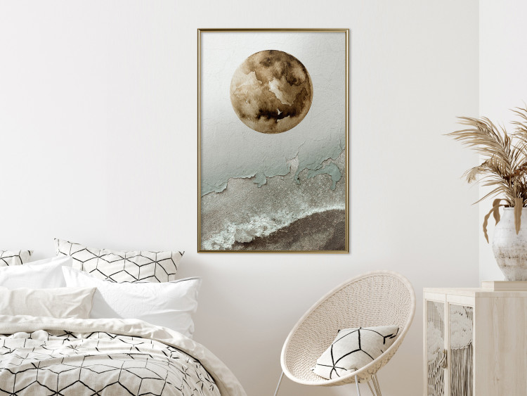 Poster Green Tide - moon and sea imitation in an abstract motif 131775 additionalImage 7