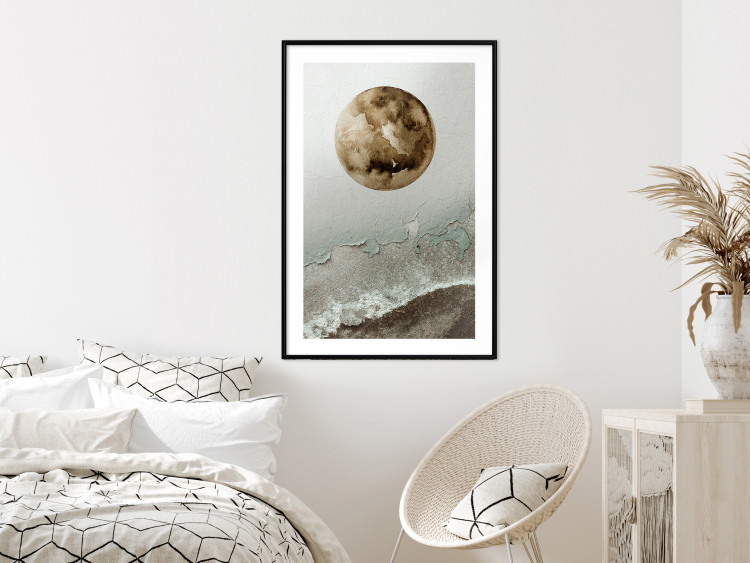 Poster Green Tide - moon and sea imitation in an abstract motif 131775 additionalImage 14