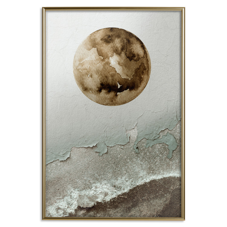 Poster Green Tide - moon and sea imitation in an abstract motif 131775 additionalImage 25