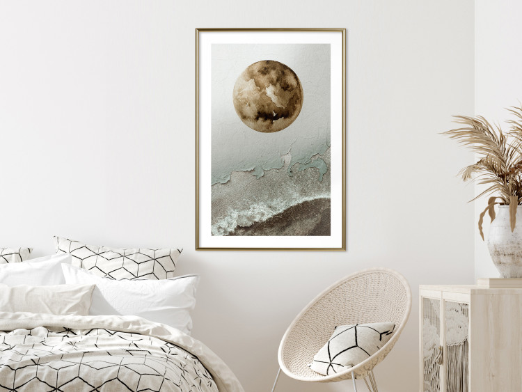 Poster Green Tide - moon and sea imitation in an abstract motif 131775 additionalImage 13
