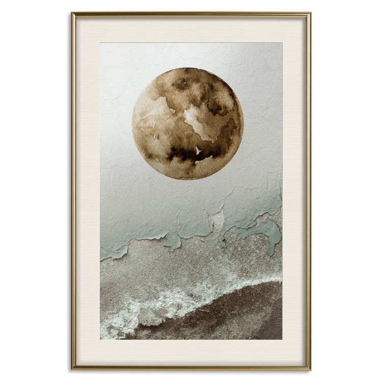 Poster Green Tide - moon and sea imitation in an abstract motif 131775 additionalImage 20