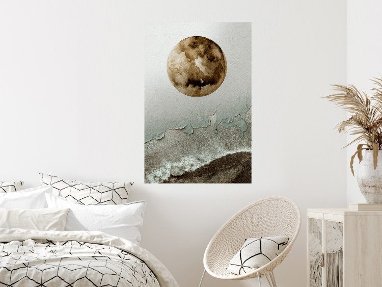 Poster Green Tide - moon and sea imitation in an abstract motif 131775 additionalImage 4