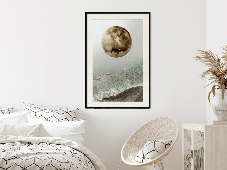 Poster Green Tide - moon and sea imitation in an abstract motif 131775 additionalImage 21