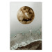 Poster Green Tide - moon and sea imitation in an abstract motif 131775