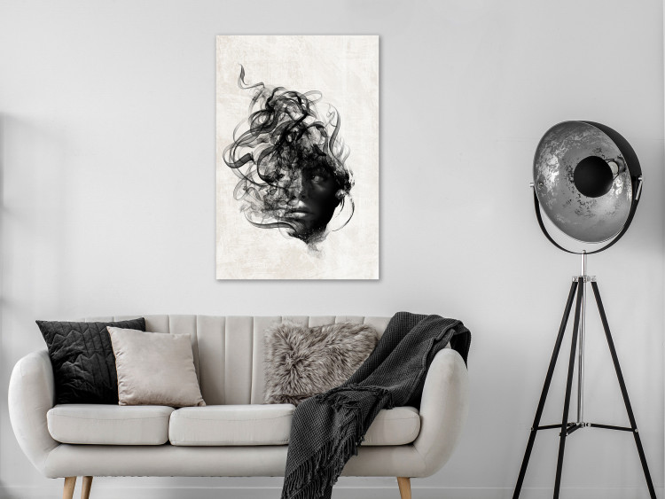 Canvas Art Print Scattered Thoughts (1-piece) Vertical - abstract black face 131875 additionalImage 3