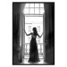 Wall Poster Bright Outlook - woman in a balcony railing in black and white colors 132275 additionalThumb 18