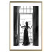Wall Poster Bright Outlook - woman in a balcony railing in black and white colors 132275 additionalThumb 16