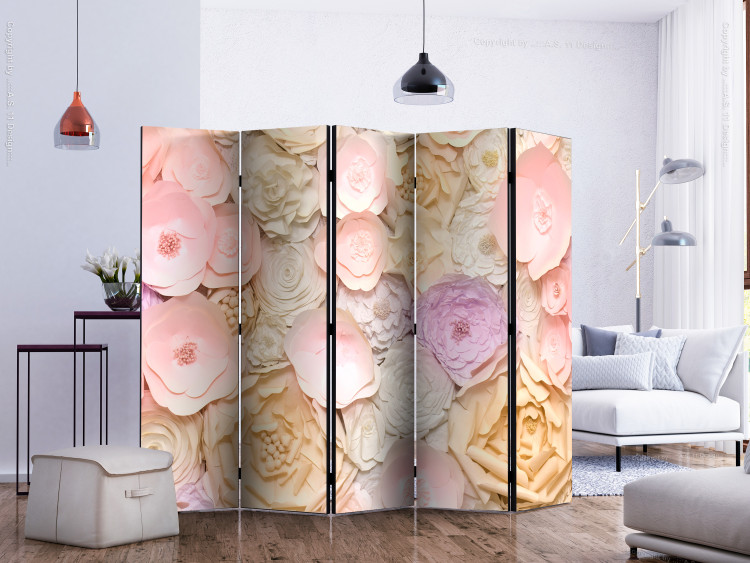 Room Divider Screen Bouquet of Flowers II (5-piece) - romantic roses in bright colors 132675 additionalImage 2