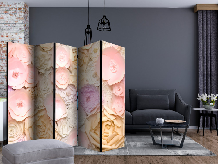 Room Divider Screen Bouquet of Flowers II (5-piece) - romantic roses in bright colors 132675 additionalImage 4