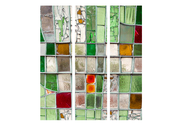 Room Separator Emerald Stained Glass (3-piece) - colorful mosaic painted on glass 132875 additionalImage 7