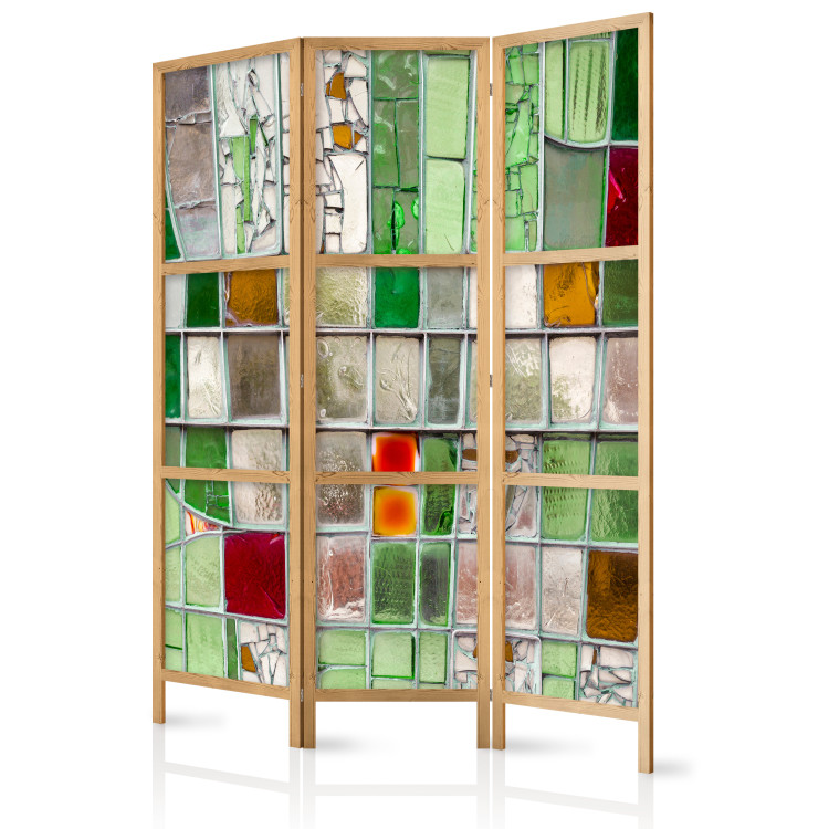 Room Separator Emerald Stained Glass (3-piece) - colorful mosaic painted on glass 132875 additionalImage 5