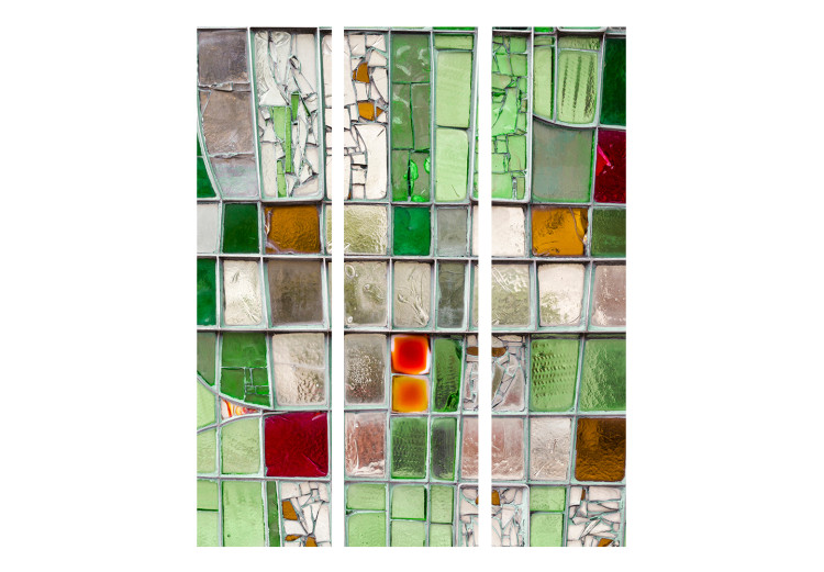 Room Separator Emerald Stained Glass (3-piece) - colorful mosaic painted on glass 132875 additionalImage 3