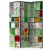 Room Separator Emerald Stained Glass (3-piece) - colorful mosaic painted on glass 132875