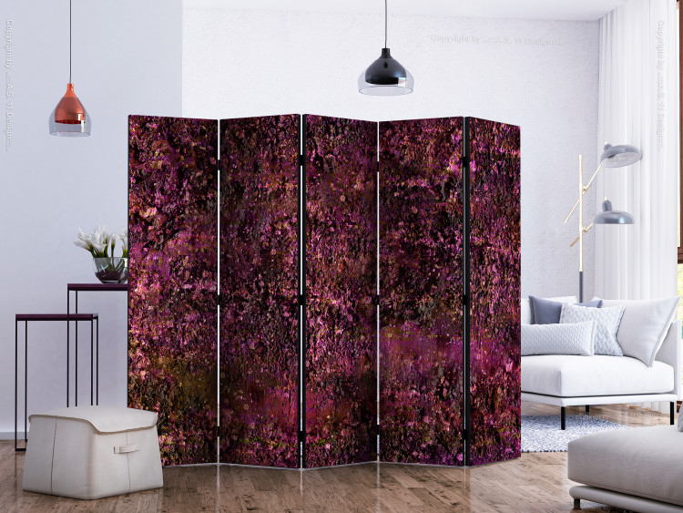 Room Divider Screen Pink Treasure II (5-piece) - abstraction in purple shades 132975 additionalImage 2