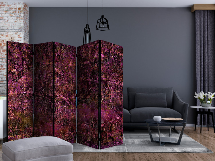 Room Divider Screen Pink Treasure II (5-piece) - abstraction in purple shades 132975 additionalImage 4