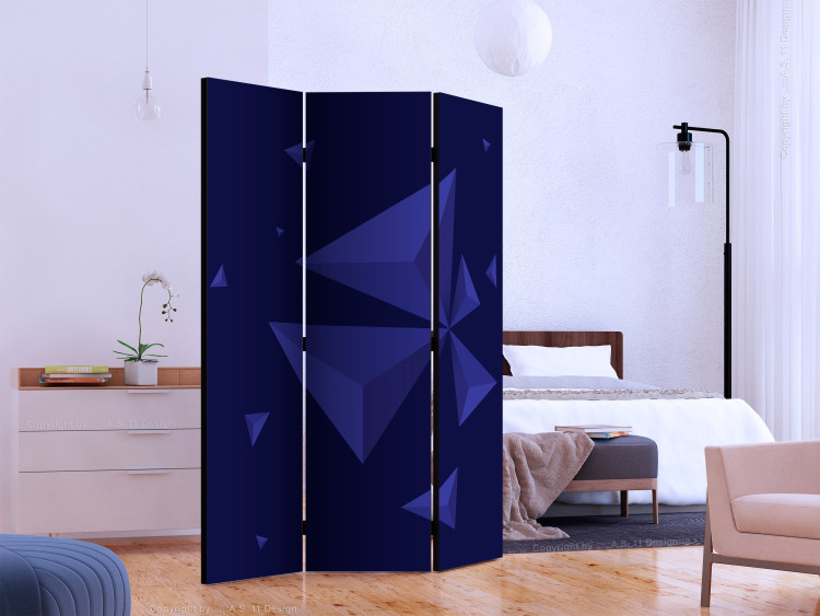 Room Divider Screen Meteor Shower (3-piece) - geometric navy blue abstraction 133275 additionalImage 2