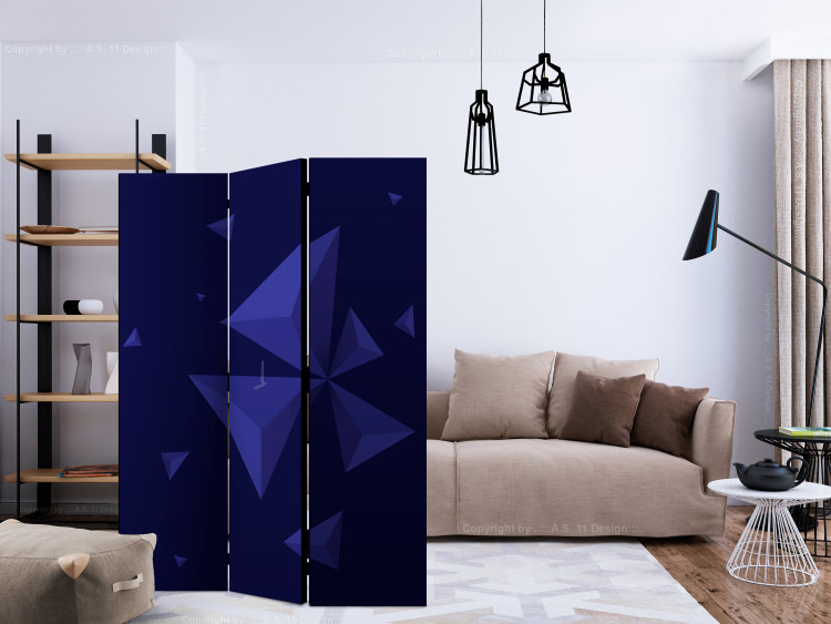 Room Divider Screen Meteor Shower (3-piece) - geometric navy blue abstraction 133275 additionalImage 4