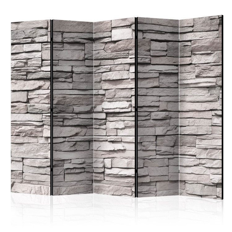 Room Divider Screen Stone Elegance II - gray texture of stone brick on the wall 133575