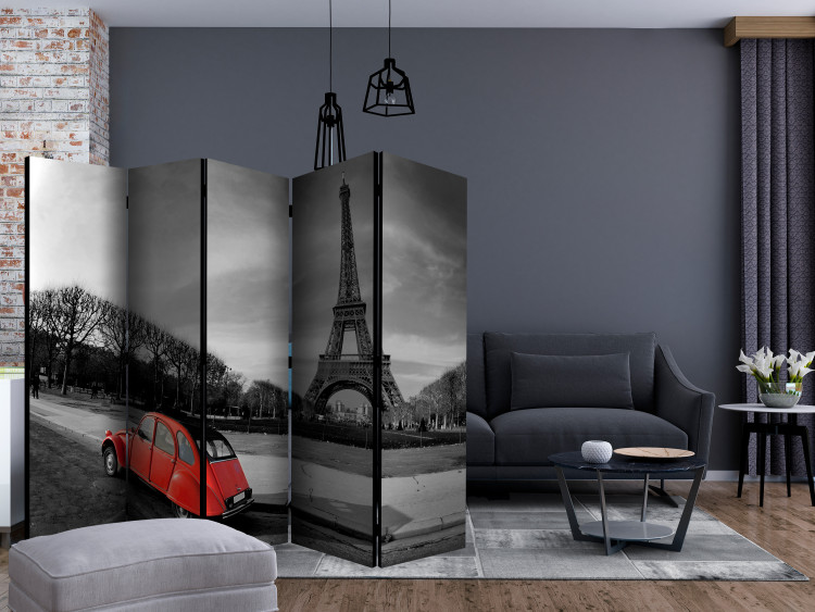 Room Divider Eiffel Tower and Red Car II - colorful car and gray city 133775 additionalImage 4