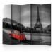 Room Divider Eiffel Tower and Red Car II - colorful car and gray city 133775