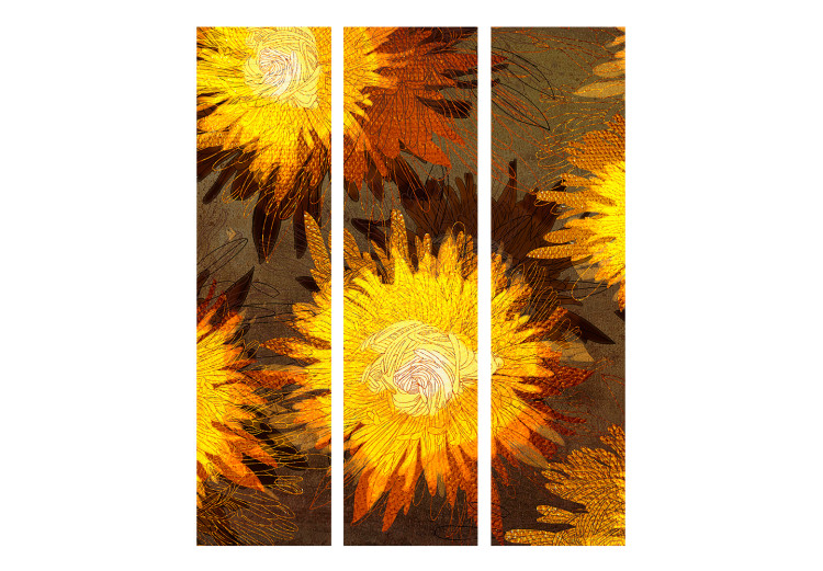 Room Divider Sunflower Dance - composition of yellow flowers on a contrasting background 133875 additionalImage 3