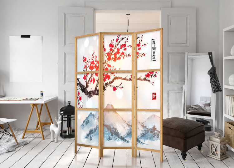 Room Divider Mount Fuji (3-piece) - artistic landscape of mountains and cherry blossoms 134275 additionalImage 6