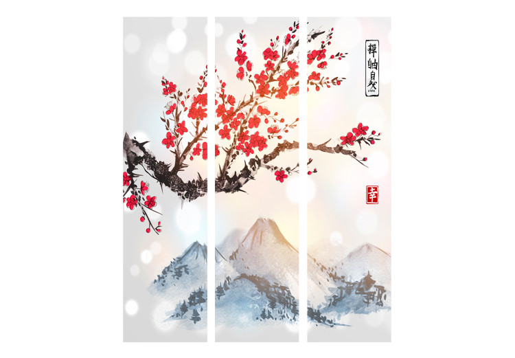 Room Divider Mount Fuji (3-piece) - artistic landscape of mountains and cherry blossoms 134275 additionalImage 3