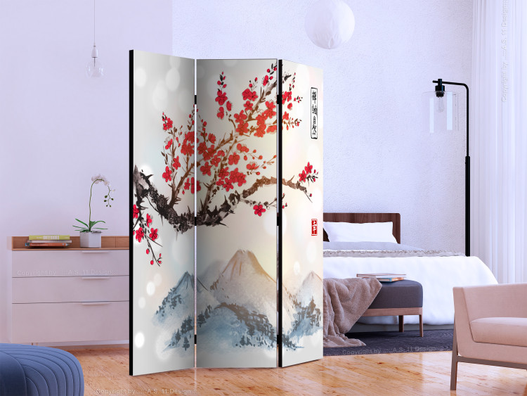 Room Divider Mount Fuji (3-piece) - artistic landscape of mountains and cherry blossoms 134275 additionalImage 2
