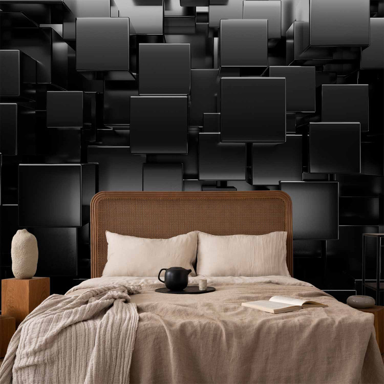Wall Mural Black space - composition of geometric elements with 3D effect 134475 additionalImage 2