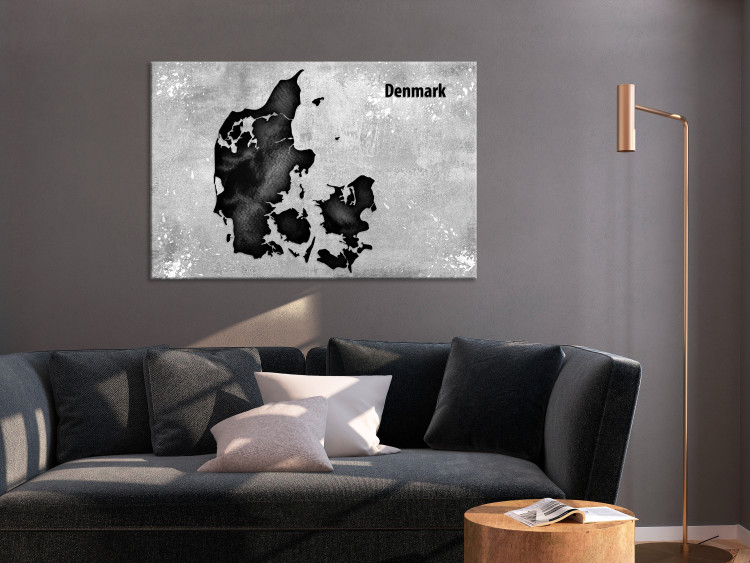Canvas Denmark on concrete - contour map of the Nordic state 135175 additionalImage 3
