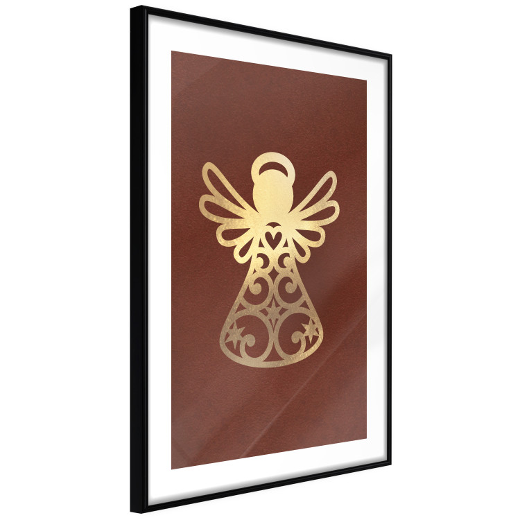 Poster Angelic Gold - golden angel on a contrasting red background 137975 additionalImage 4