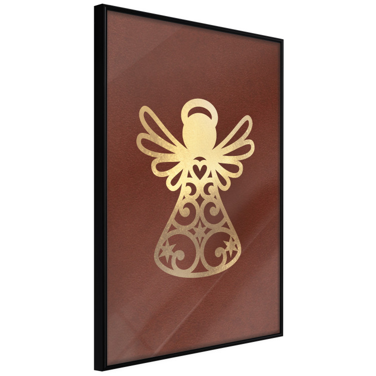 Poster Angelic Gold - golden angel on a contrasting red background 137975 additionalImage 3