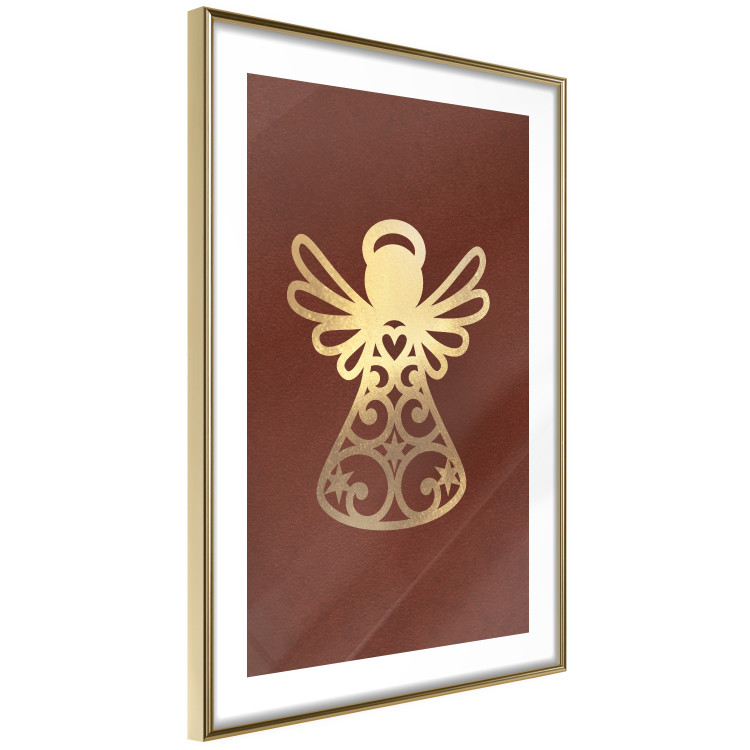 Poster Angelic Gold - golden angel on a contrasting red background 137975 additionalImage 2