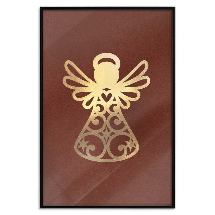 Poster Angelic Gold - golden angel on a contrasting red background 137975 additionalImage 10