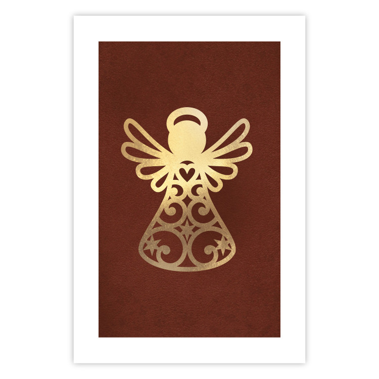 Poster Angelic Gold - golden angel on a contrasting red background 137975 additionalImage 13