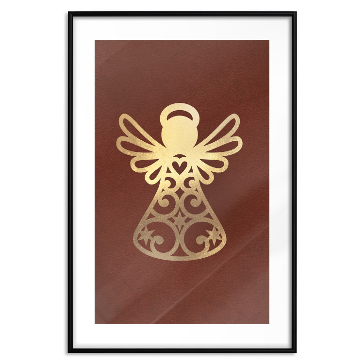 Poster Angelic Gold - golden angel on a contrasting red background 137975 additionalImage 19